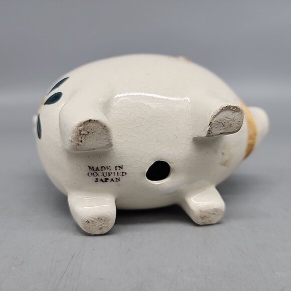 Vintage Piggy Bank Baby Pig Ceramic Figurine Flowers Hand Painted Japan 4" - Picture 5 of 6